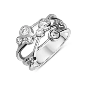 18ct White Gold 0.74ct Diamond Bubble Dress Ring D