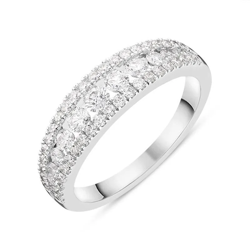 18ct White Gold 0.77ct Diamond Cluster Eternity Ring