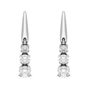 18ct White Gold 0.80ct Diamond Graduated Drop Earrings