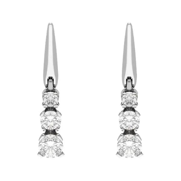 18ct White Gold 0.80ct Diamond Graduated Drop Earrings