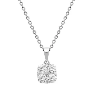18ct White Gold 0.85ct Diamond Cushion Necklace