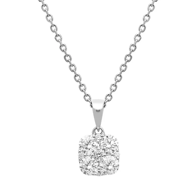 18ct White Gold 0.85ct Diamond Cushion Necklace