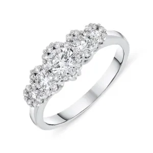 18ct White Gold 0.87ct Diamond Graduated Cluster Ring