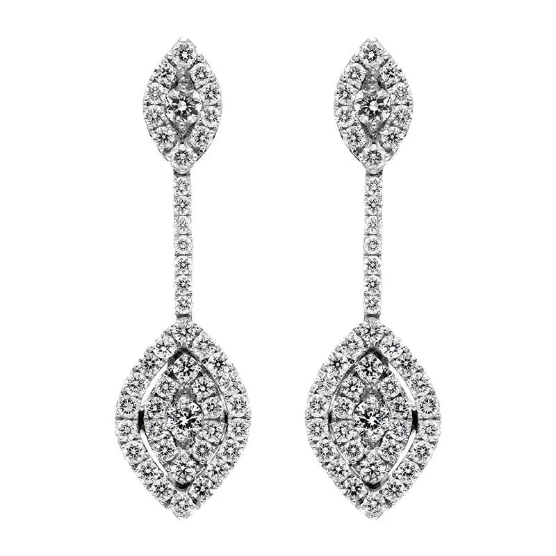 18ct White Gold 0.88ct Diamond Marquise Drop Earrings