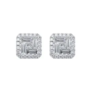 18ct White Gold 1.46ct Diamond Baguette Cut Stud Earrings
