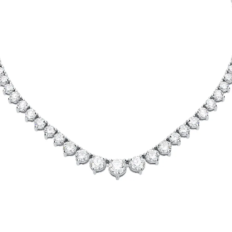 18ct White Gold 7.09ct Diamond Graduated Necklace