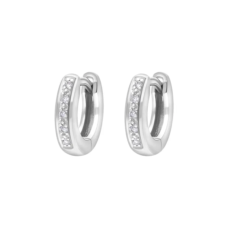 18ct White Gold Diamond 10mm Hoop Earrings