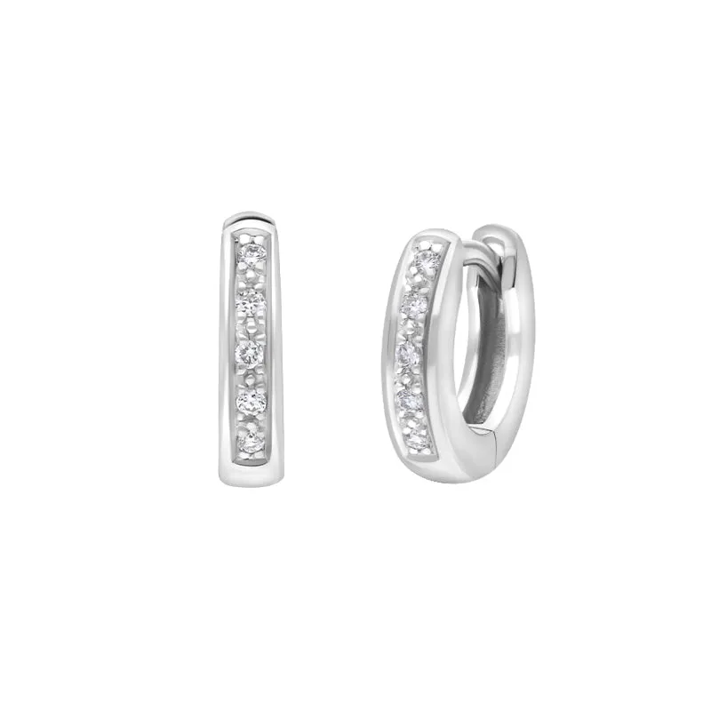 18ct White Gold Diamond 10mm Hoop Earrings