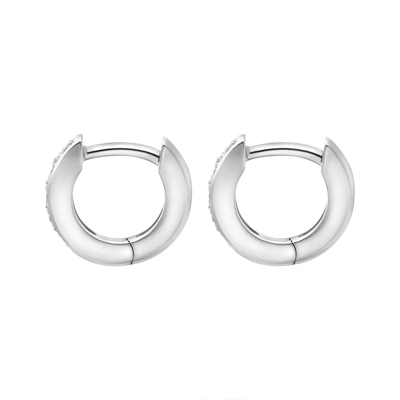18ct White Gold Diamond 10mm Hoop Earrings