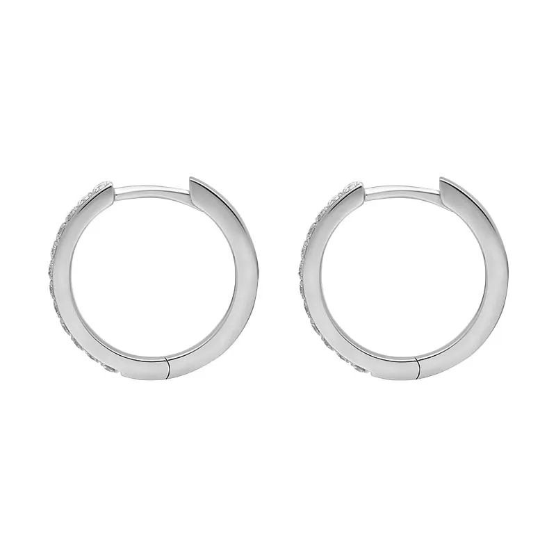 18ct White Gold Diamond 15mm Hoop Earrings