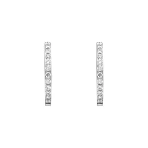 18ct White Gold Diamond 15mm Hoop Earrings