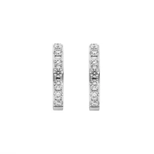18ct White Gold Diamond 15mm Hoop Earrings