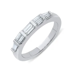 18ct White Gold Diamond Baguette Cut Half Eternity Ring