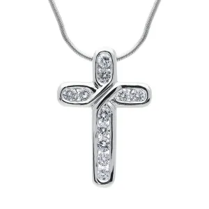 18ct White Gold Diamond Brilliant Cut Cross Necklace D