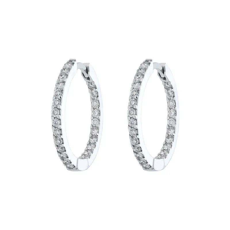 18ct White Gold Diamond Brilliant Cut Hoop Earrings