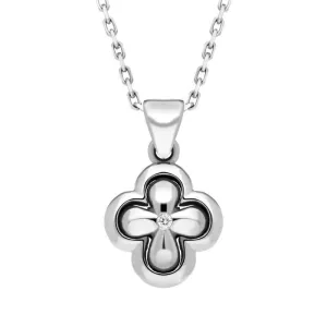 18ct White Gold Diamond Inlaid Cross Necklace D