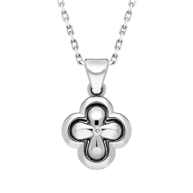 18ct White Gold Diamond Inlaid Cross Necklace D