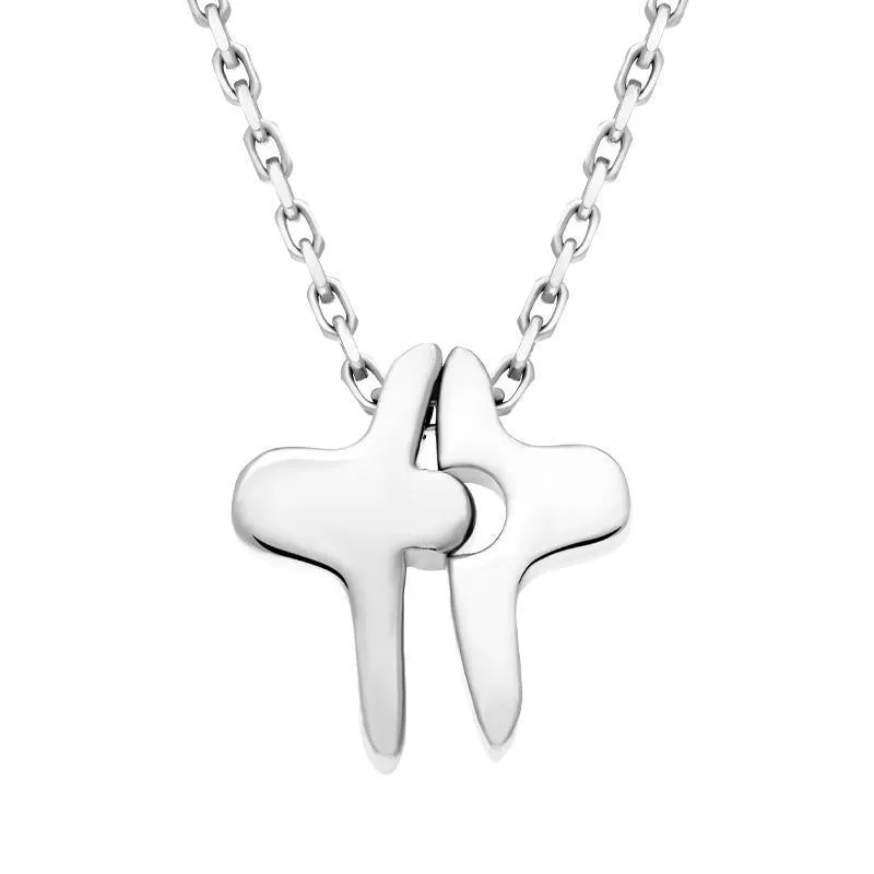 18ct White Gold Diamond Jigsaw Cross Necklace