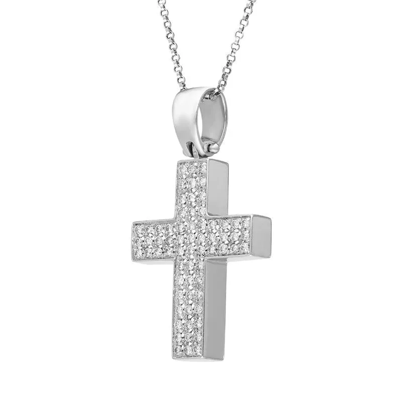 18ct White Gold Diamond Large Cross Necklace