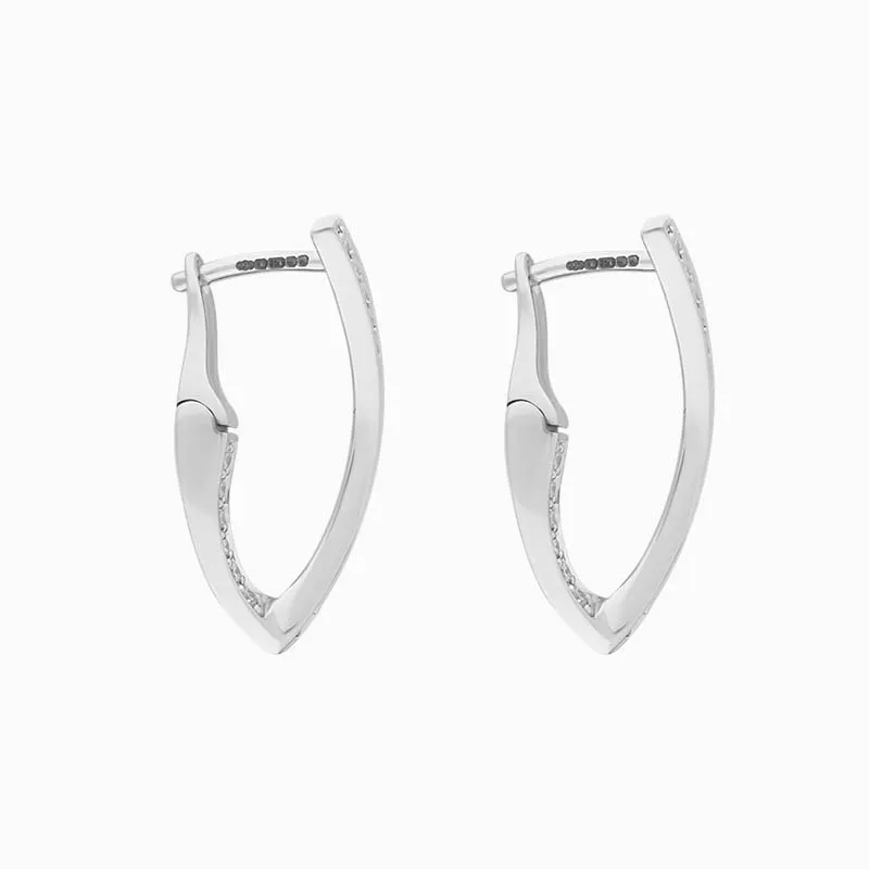 18ct White Gold Diamond Marquise Twist Hoop Earrings