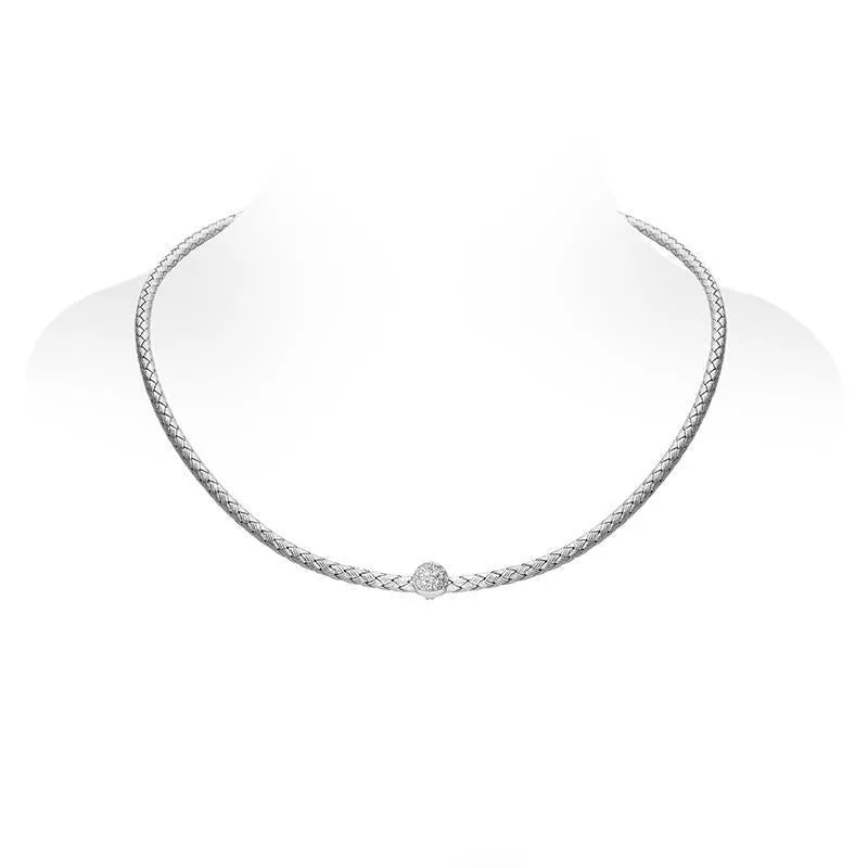 18ct White Gold Diamond Pave Set Necklet
