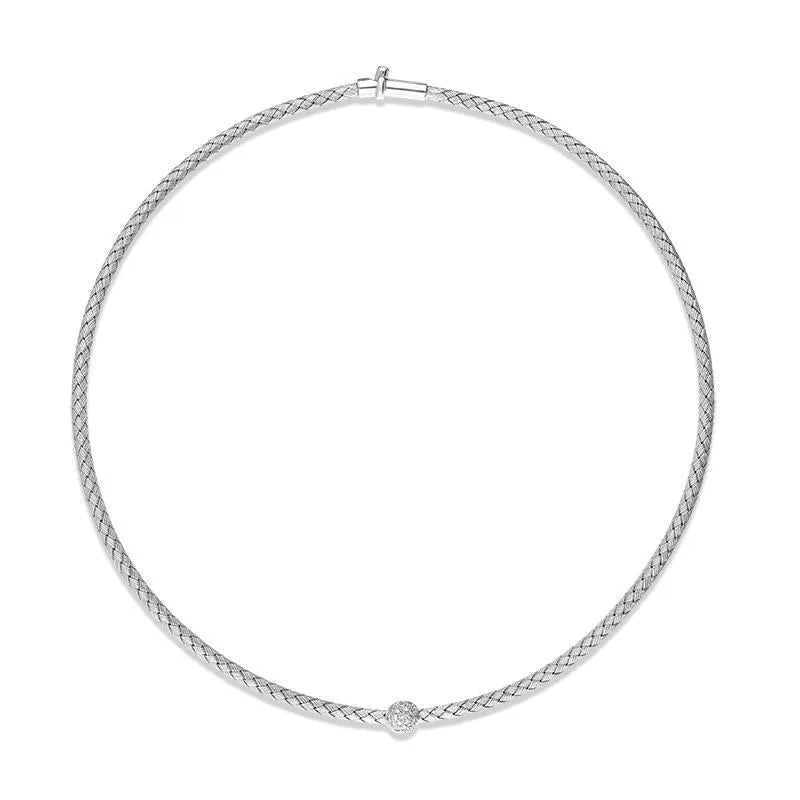 18ct White Gold Diamond Pave Set Necklet