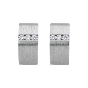 18ct White Gold Diamond Satin Hoop Earrings