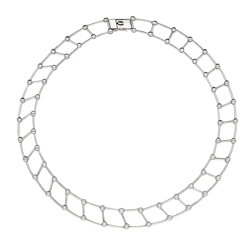 18ct White Gold Diamond Set Collar Necklace D