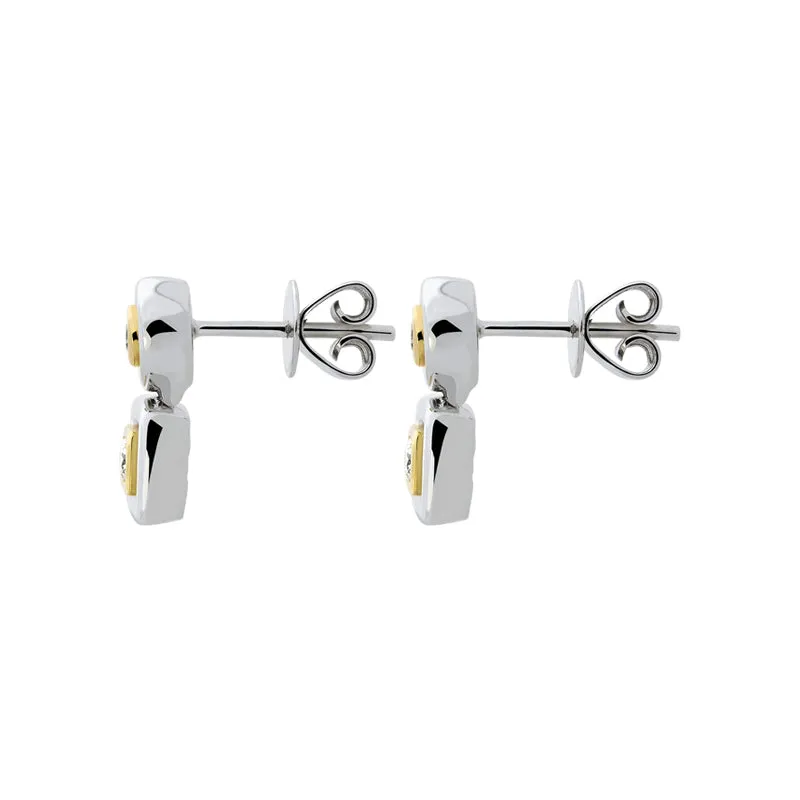 18ct White Gold Diamond Small Wide Hoop Earrings