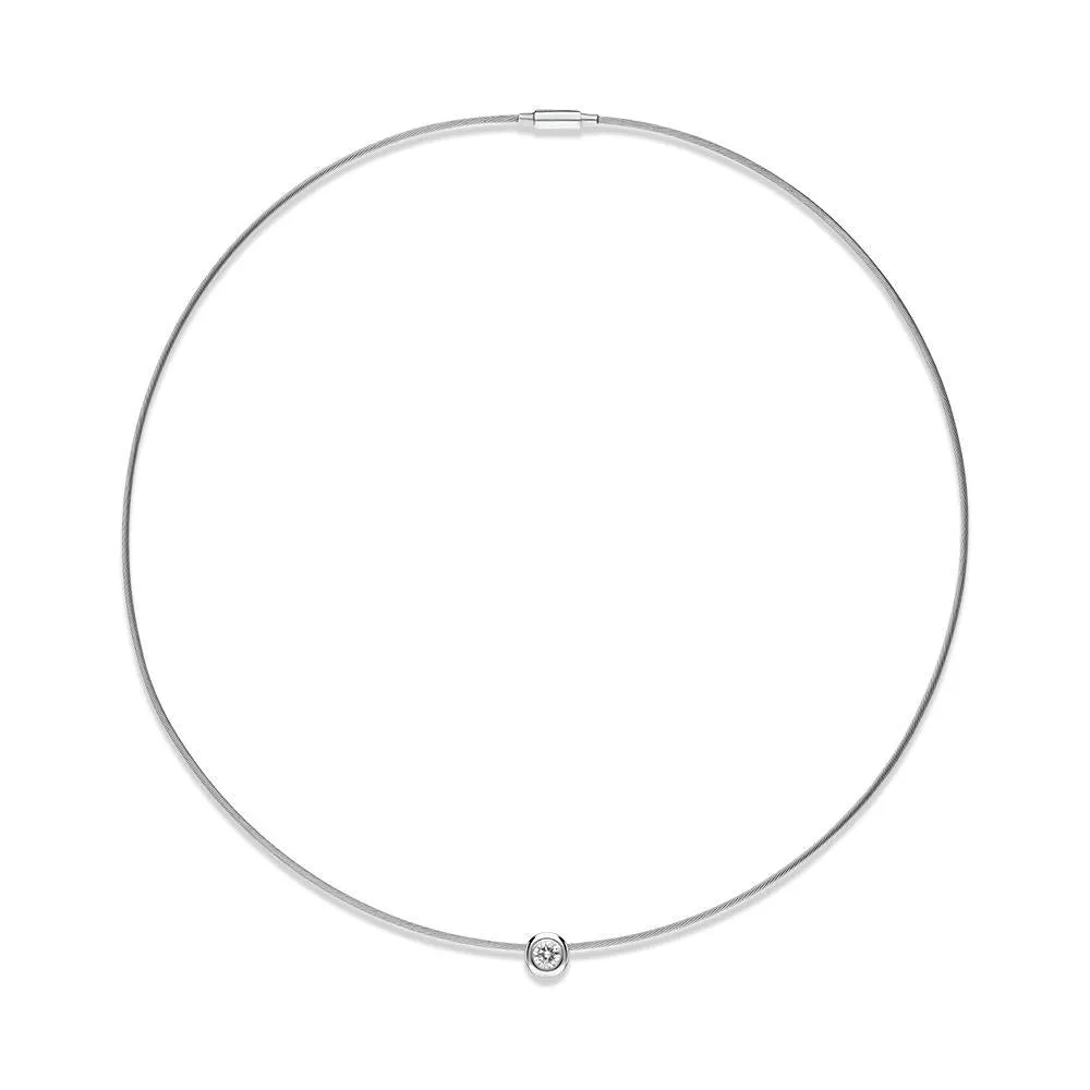 18ct White Gold Diamond Wire Collar Necklace D