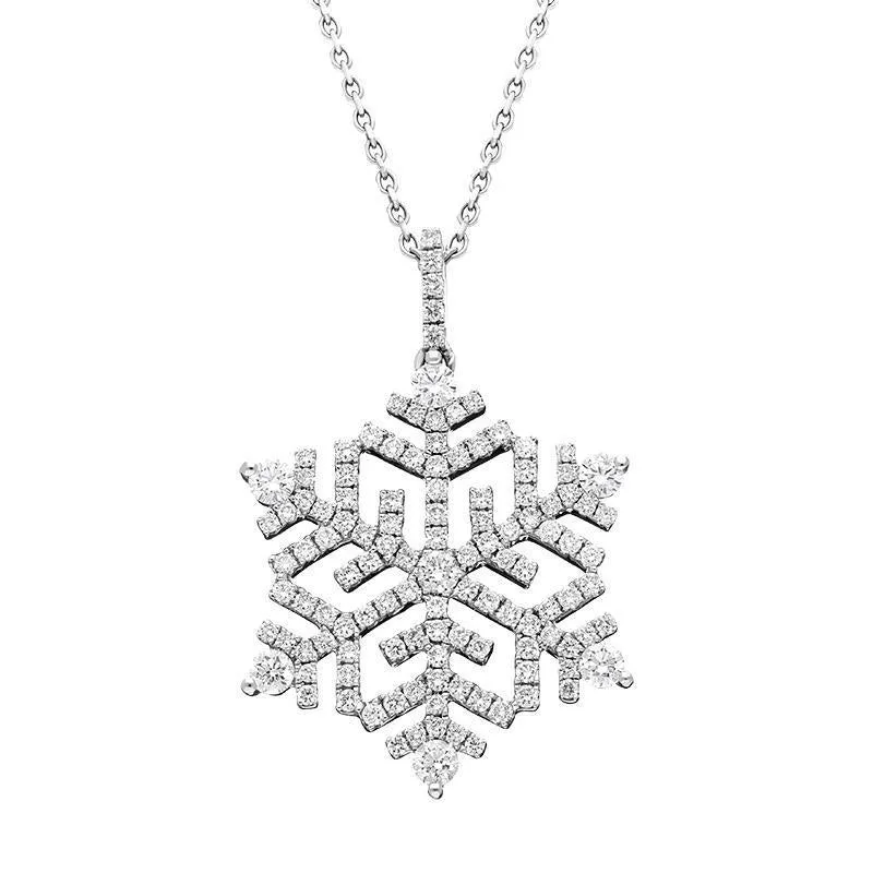 18ct White Gold Snowflake 1.13ct Diamond Necklace D