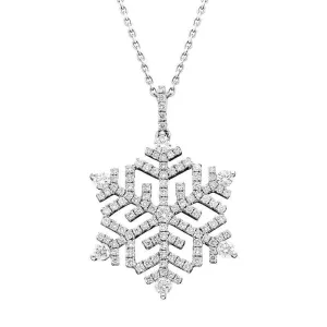 18ct White Gold Snowflake 1.13ct Diamond Necklace D