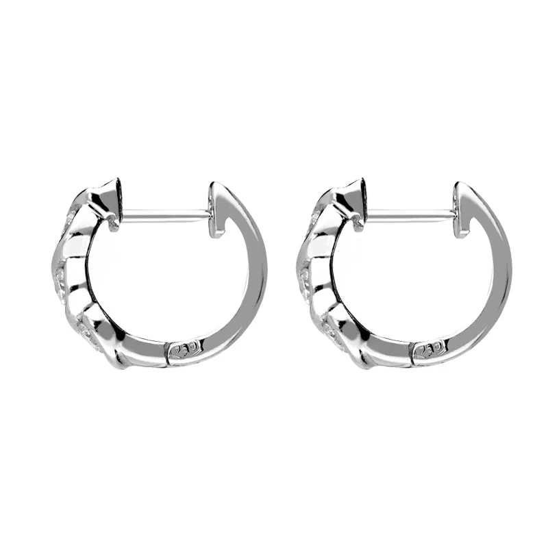 18ct White Gold Three Stone Diamond Hoop Earrings