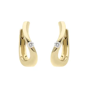 18ct Yellow Gold 0.10ct Diamond Curved Hoop Earrings