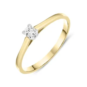 18ct Yellow Gold 0.11ct Brilliant Cut Diamond Solitaire Ring
