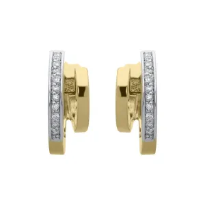 18ct Yellow Gold 0.12ct Diamond Shaped Hoop Earrings
