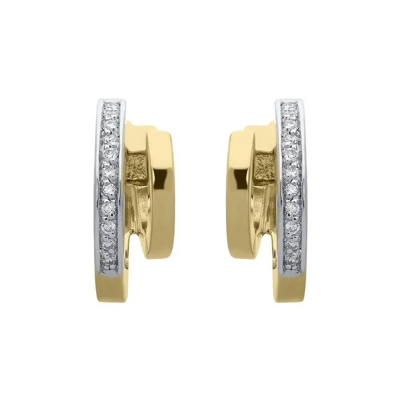 18ct Yellow Gold 0.12ct Diamond Shaped Hoop Earrings