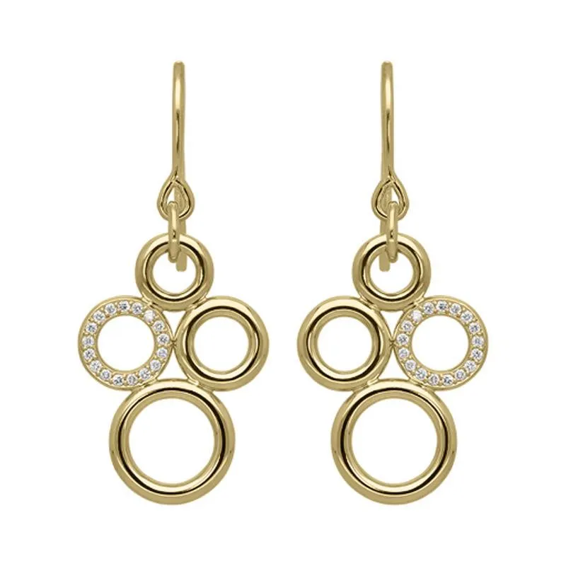 18ct Yellow Gold 0.14ct Diamond Circle Bubble Earrings D
