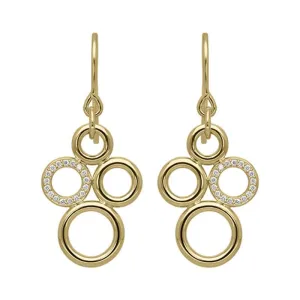 18ct Yellow Gold 0.14ct Diamond Circle Bubble Earrings D
