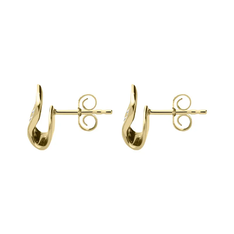 18ct Yellow Gold 0.14ct Diamond Fleur Earrings