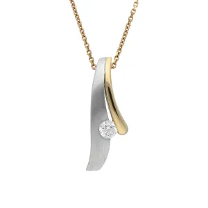 18ct Yellow Gold 0.15ct Diamond Satin Necklace