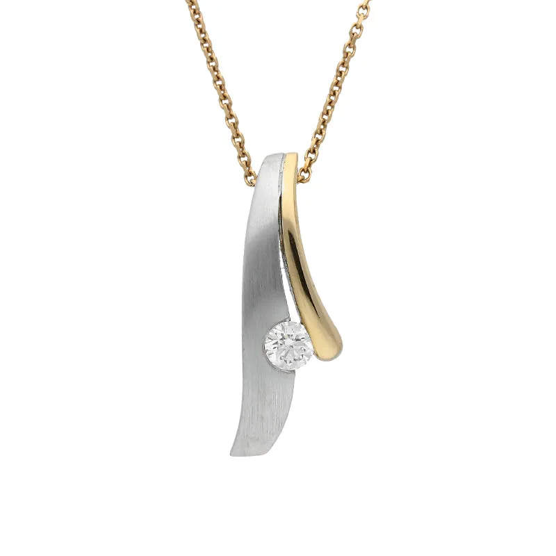 18ct Yellow Gold 0.15ct Diamond Satin Necklace