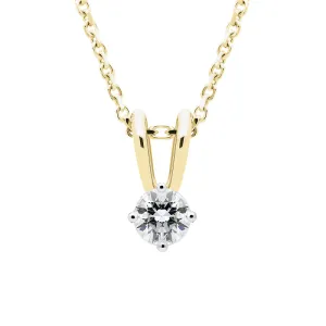 18ct Yellow Gold 0.15ct Diamond Solitaire Necklace