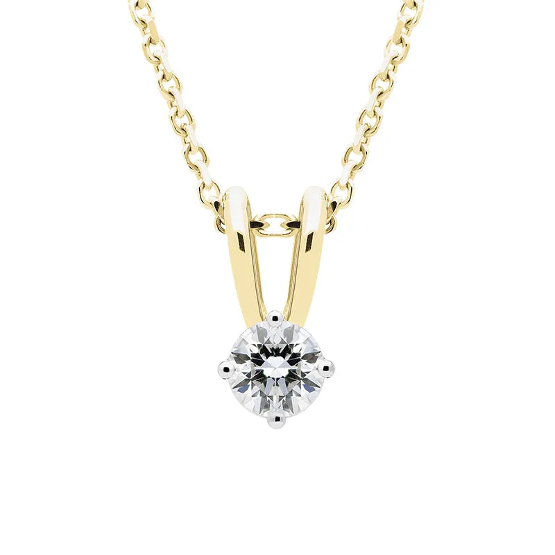 18ct Yellow Gold 0.15ct Diamond Solitaire Necklace