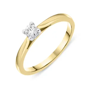 18ct Yellow Gold 0.16ct Diamond Brilliant Cut Solitaire Ring