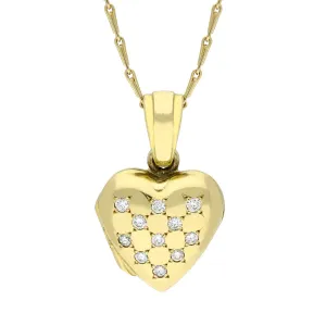 18ct Yellow Gold 0.17ct Diamond Heart Locket