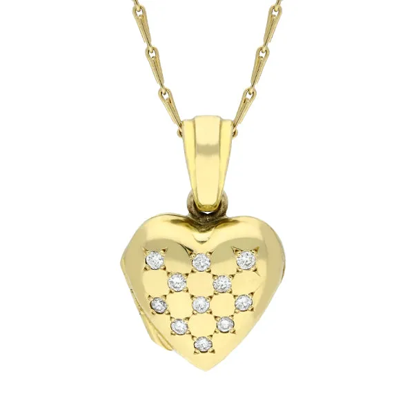 18ct Yellow Gold 0.17ct Diamond Heart Locket