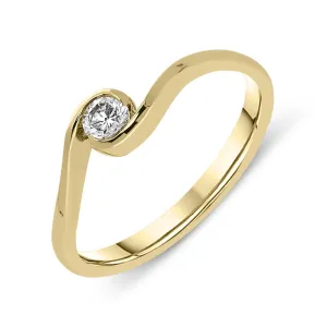 18ct Yellow Gold 0.20ct Diamond Cross Over Ring