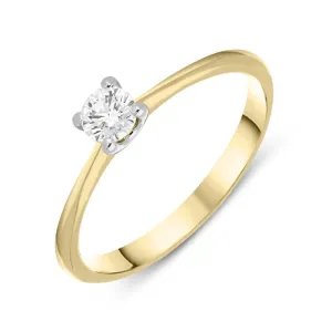 18ct Yellow Gold 0.22ct Diamond Brilliant Cut Solitaire Ring