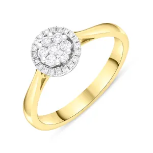 18ct Yellow Gold 0.24ct Diamond Round Cluster Ring